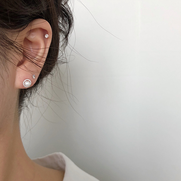 925silver crystal pearl earring