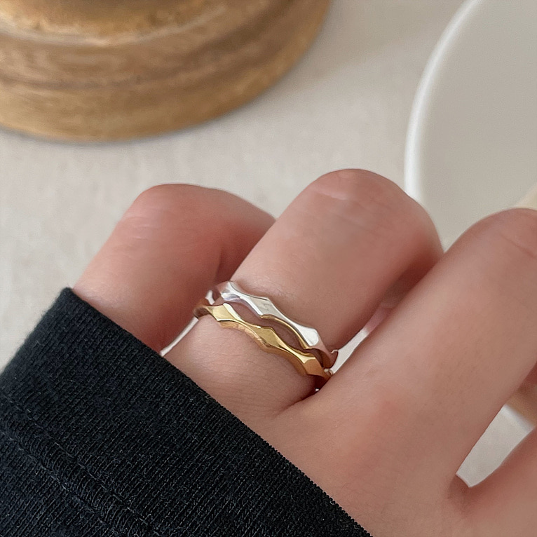 925silver basic wave ring(2color)