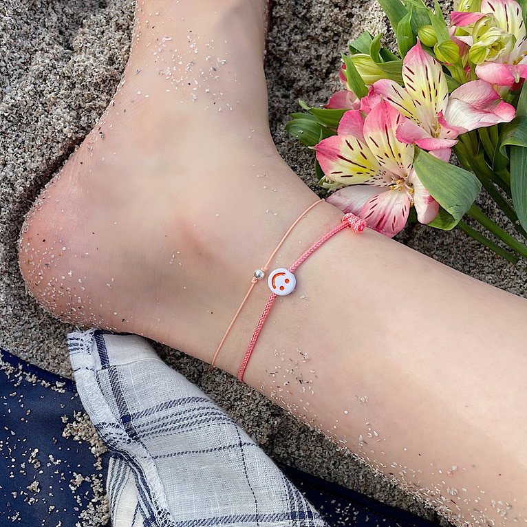 (1+1세트!) 925silver smile string anklet(4color)