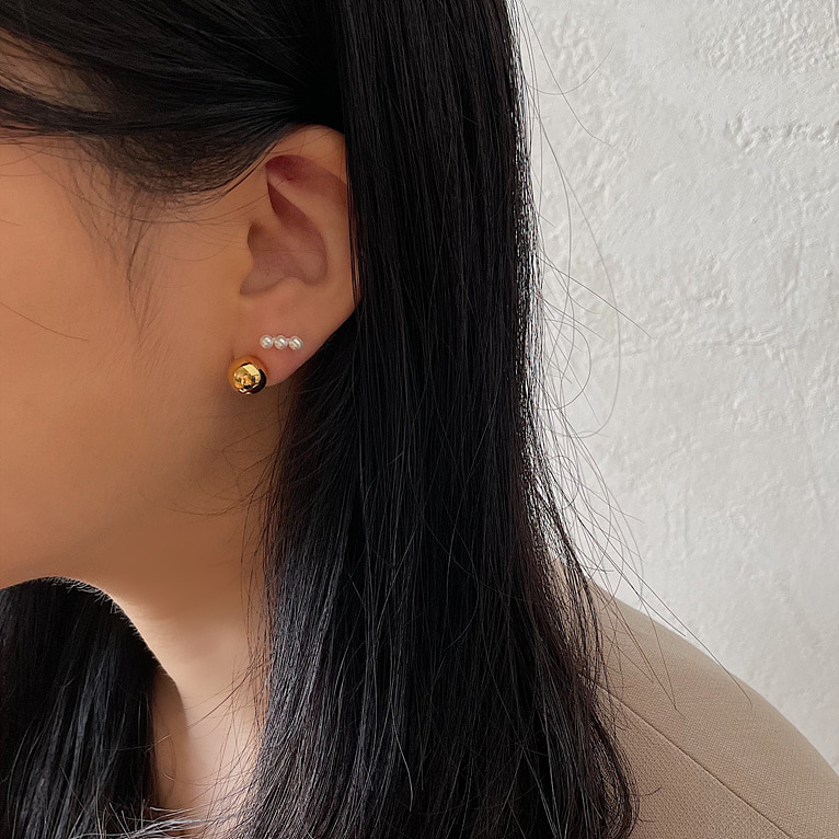925silver 9mm ball earring(2color)