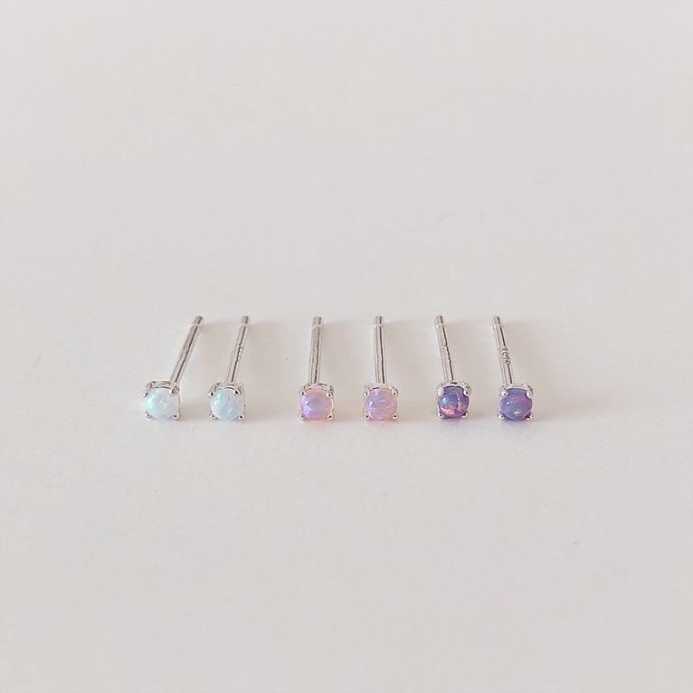 925silver mini opal cubic earring(3color)