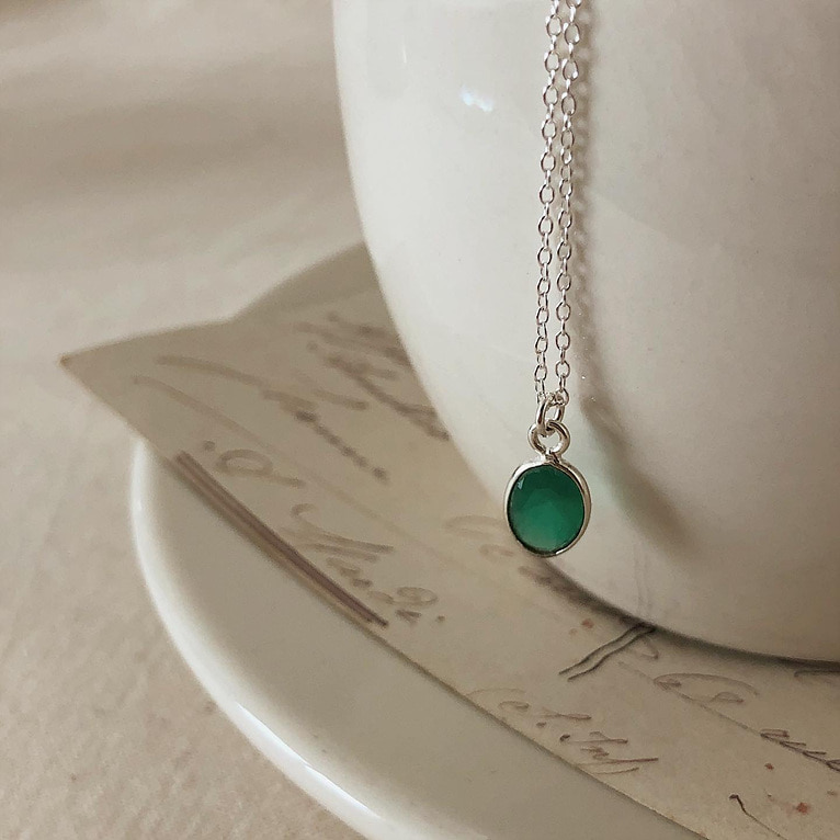 925silver green onyx necklace