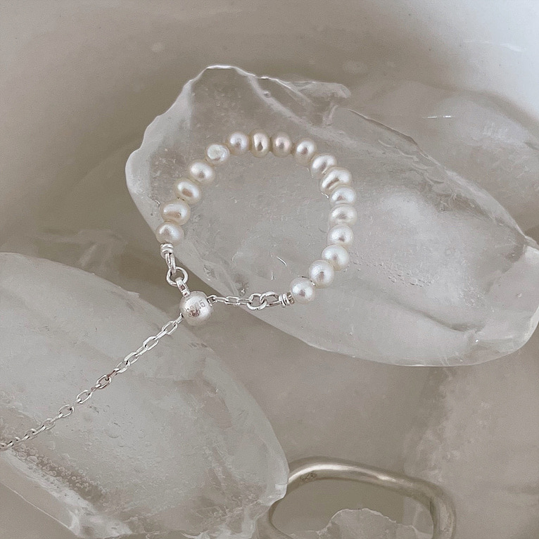 925silver pearl chain free ring(2color)