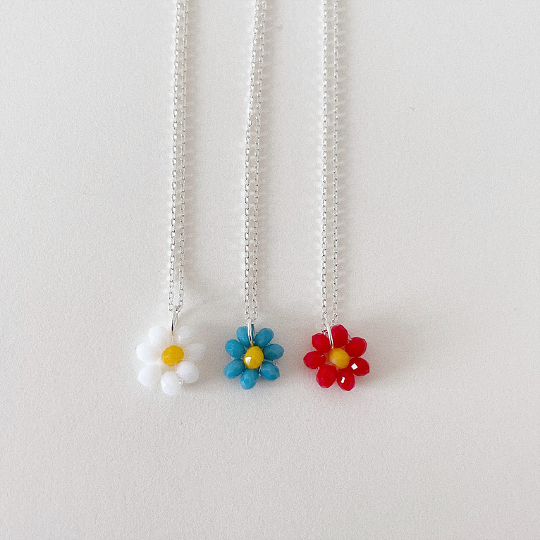 925silver beads flower necklace(2color)