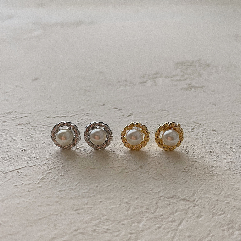 [자체제작] twist pearl earring(2color)
