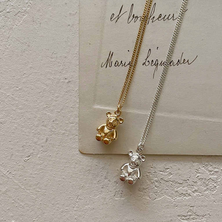 925silver bear necklace(2color)
