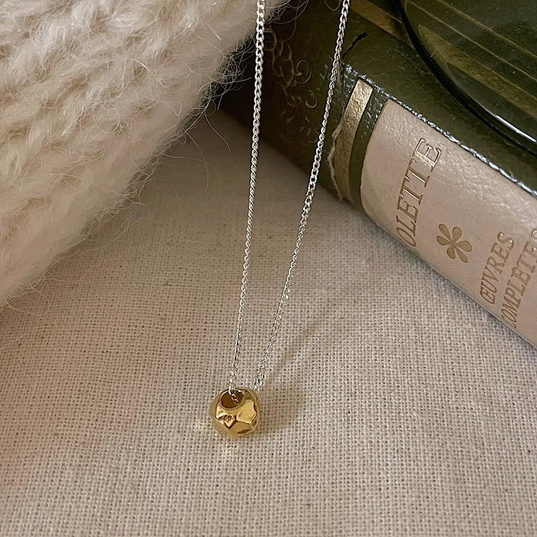 925silver gold ball point necklace