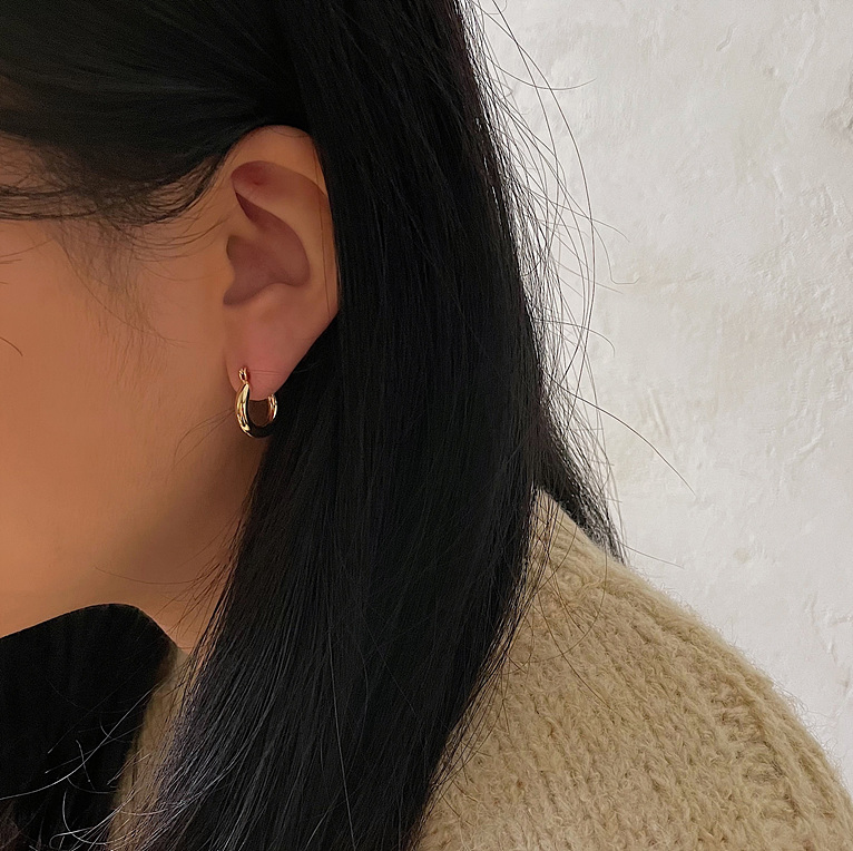 (당일배송!) 3mm round one-touch ring earring(2color)