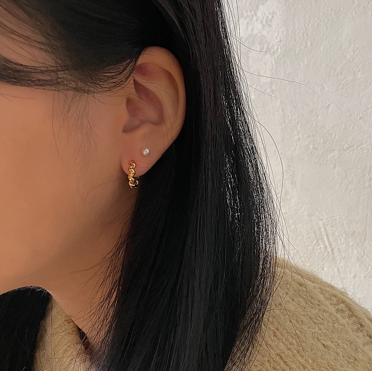 925silver double twist earring(2color)