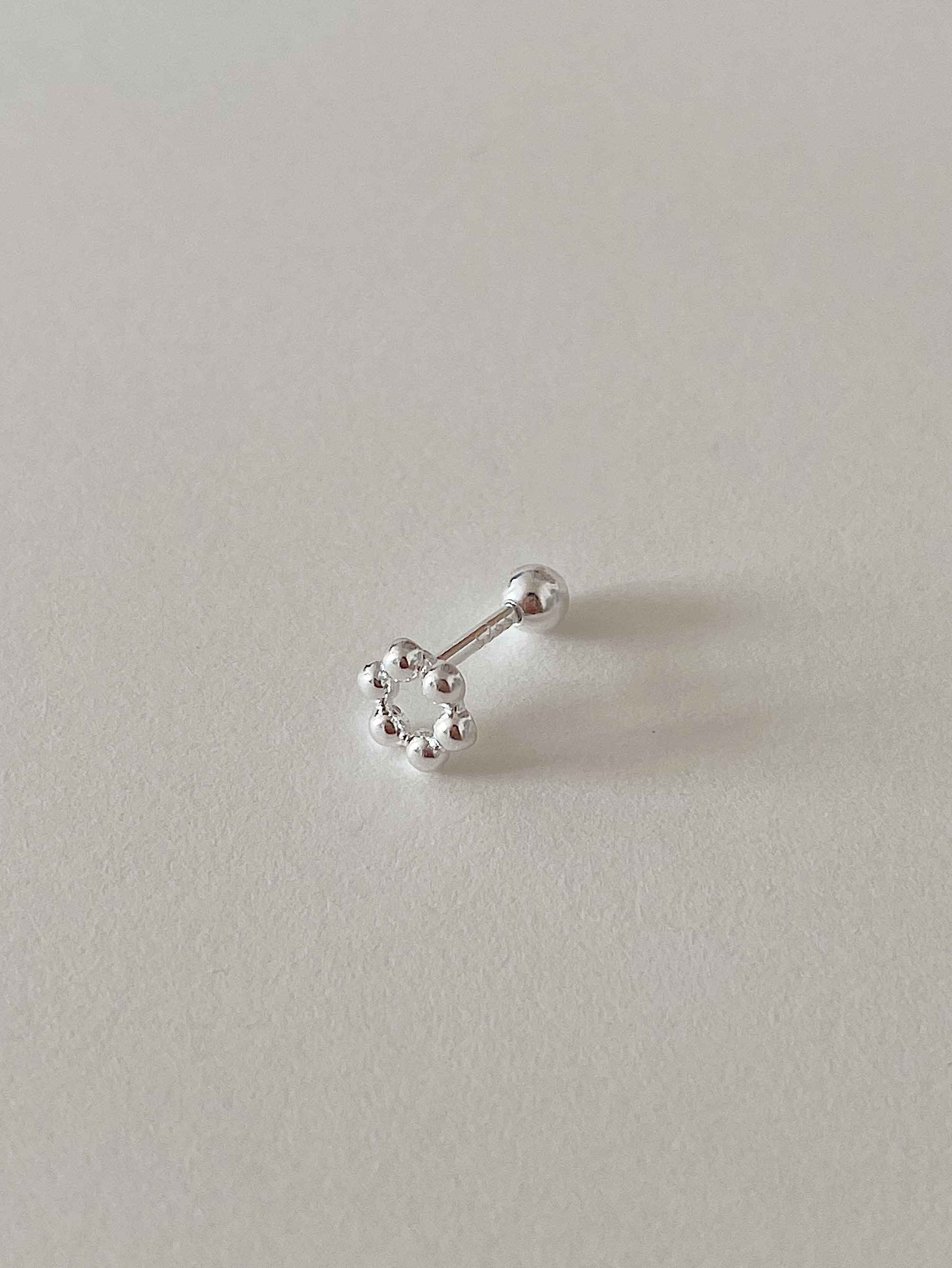 925silver round ball flower piercing(2color)