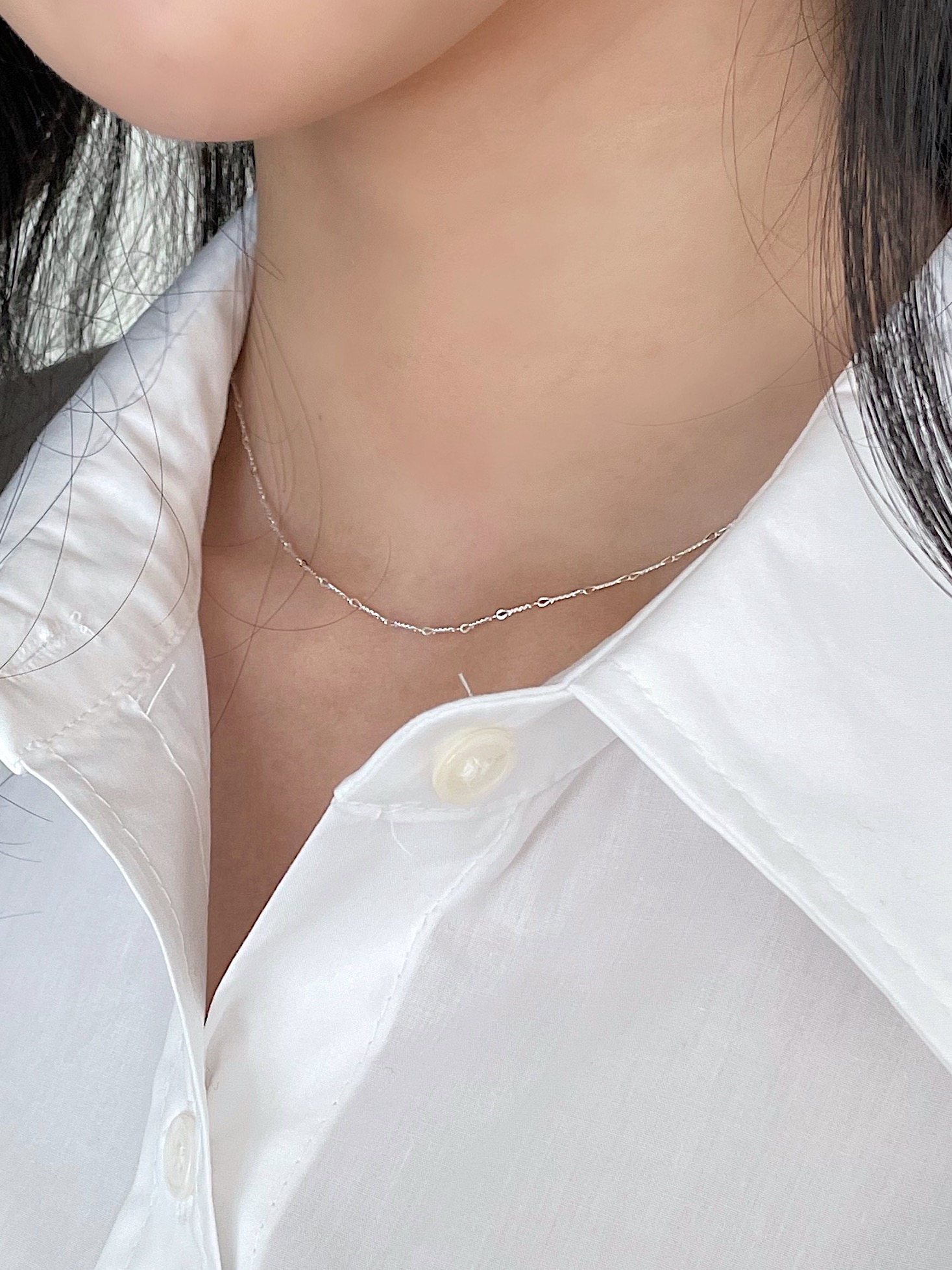 925silver thin unique chain necklace(2color)