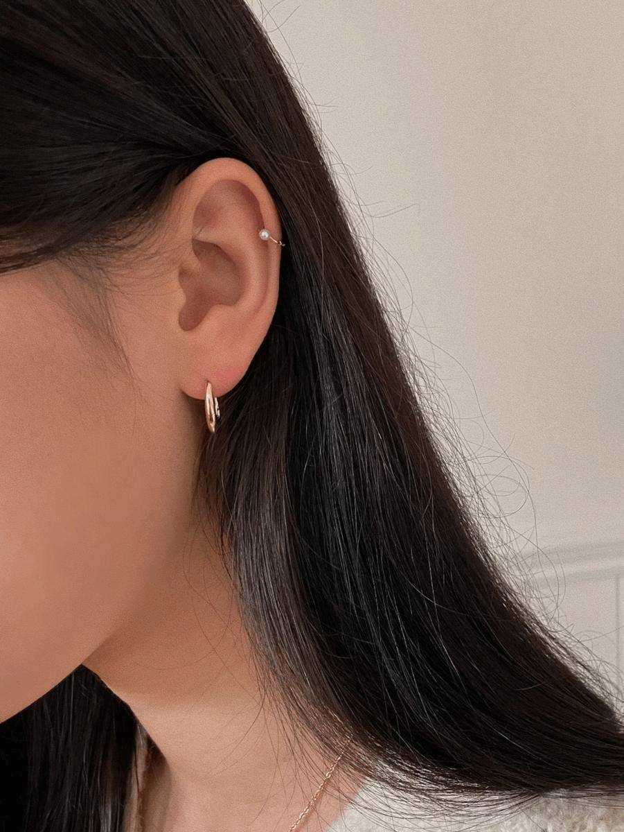 925silver oval one-touch earring