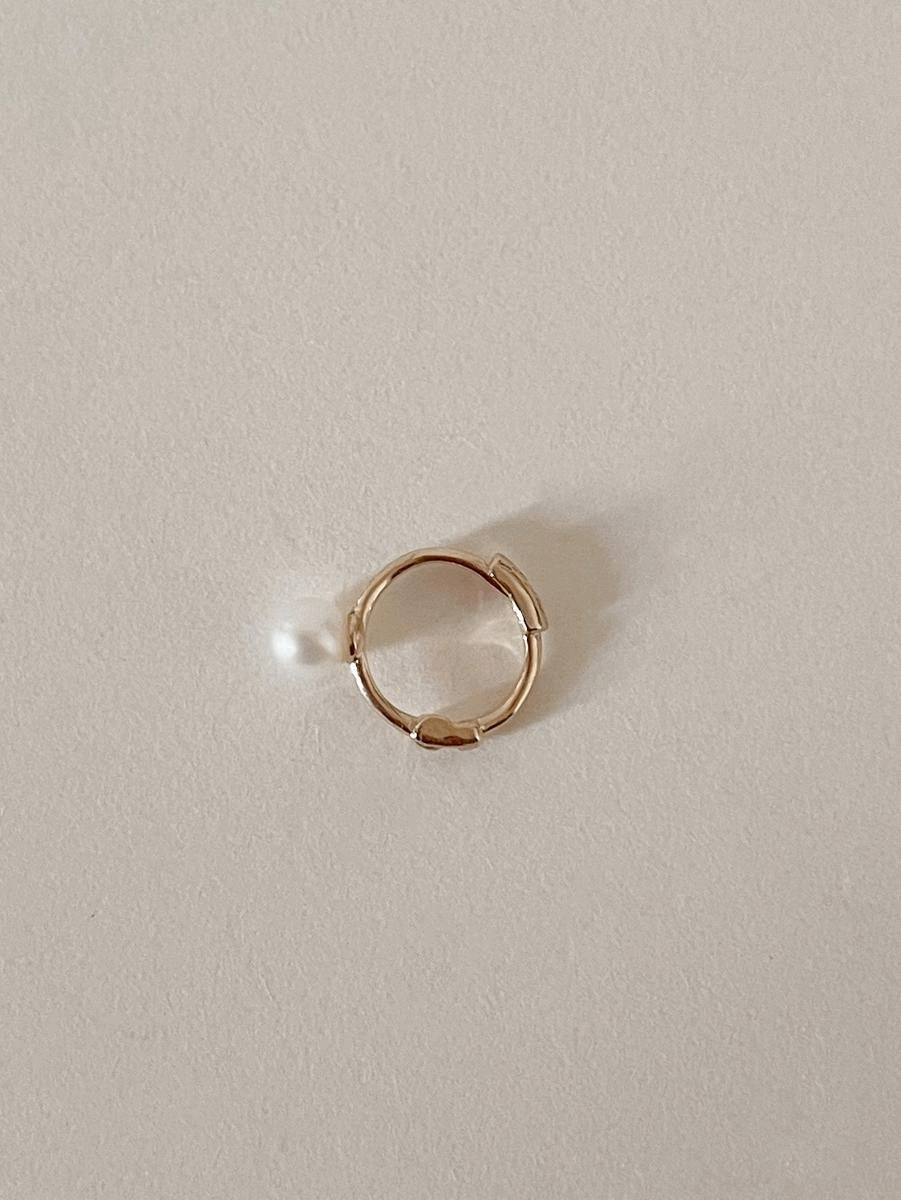 14k fresh-water point one-touch ring earring