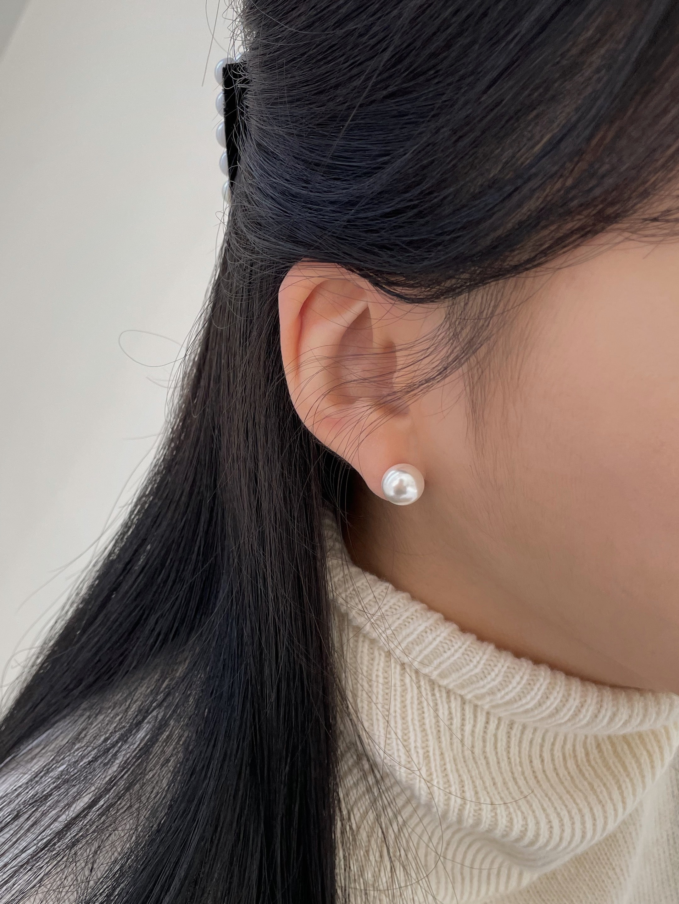 925silver flat fresh-water earring(3size)
