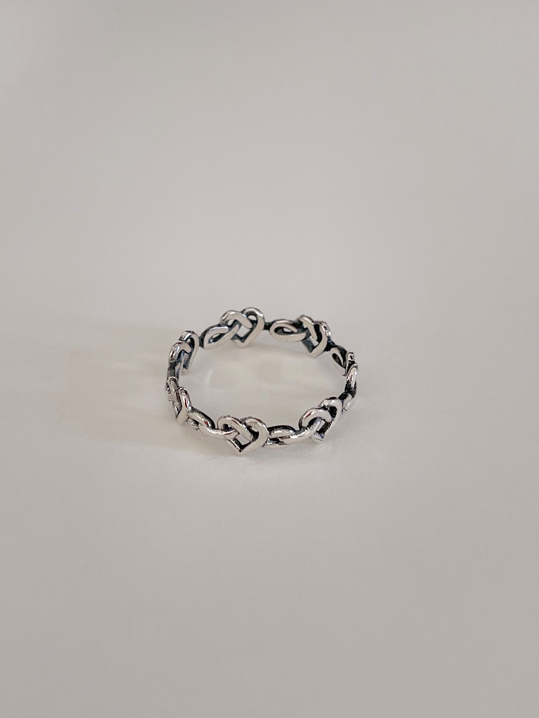925silver heart pretzel ring(2color)
