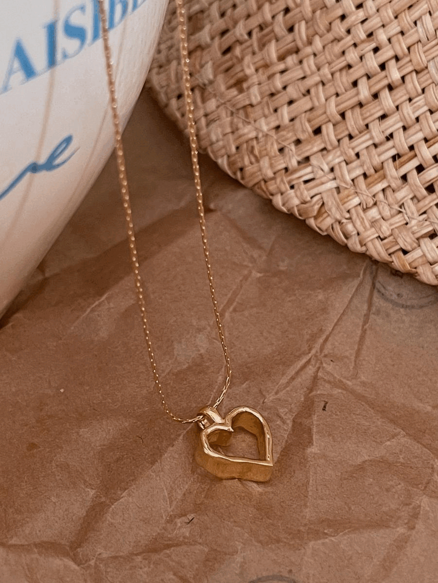 925silver volume heart silky chain necklace(2color)