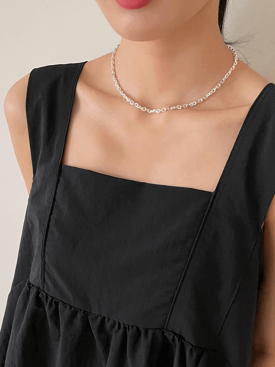 925silver square chain bold chain necklace