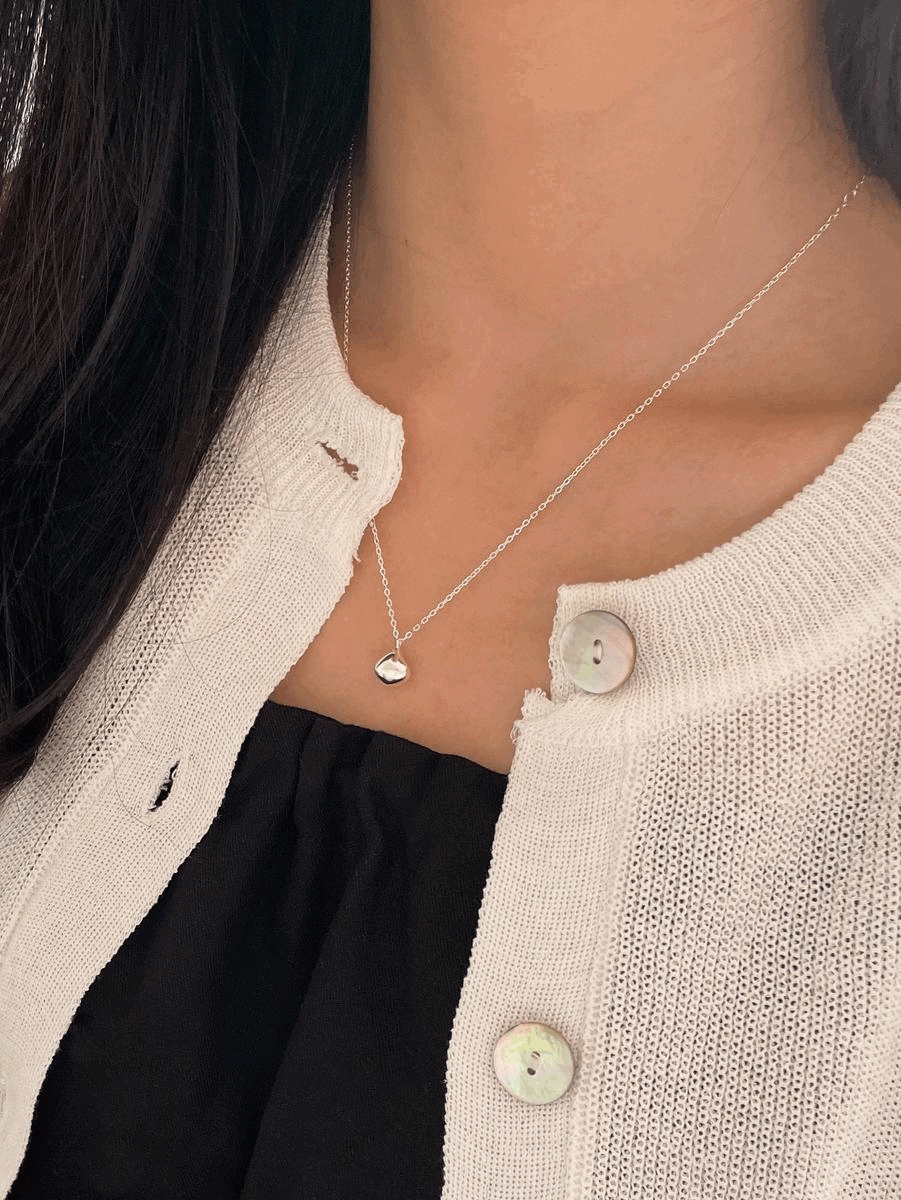 925silver stone drop necklace(2color)