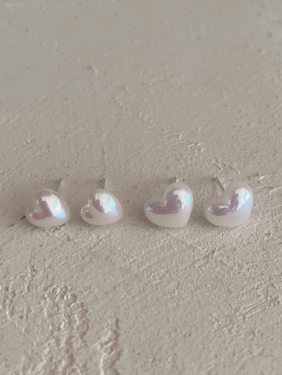 925silver acrylic pearl heart earring