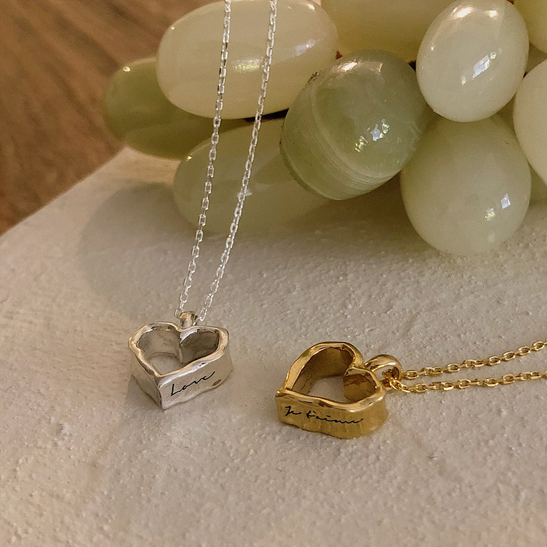 (각인 가능!) 925silver volume unique heart necklace(2color)