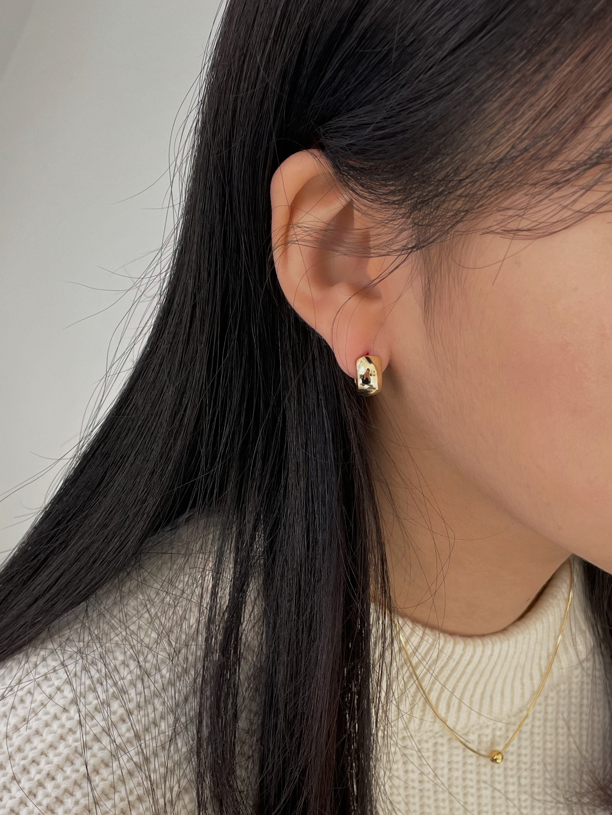 (1+1 구매시 할인!) 7mm bold one-touch ring earring(2color)
