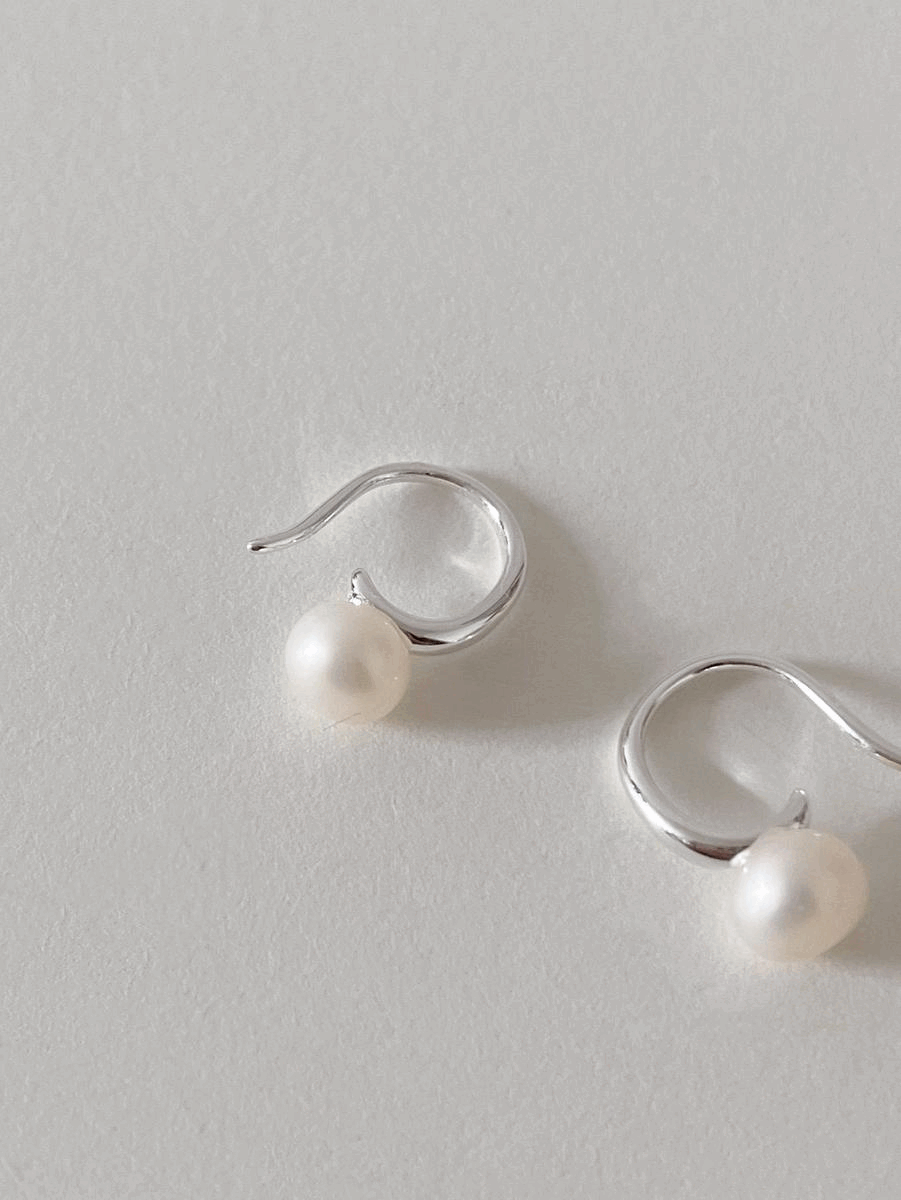 925silver pearl ring earring(2color)