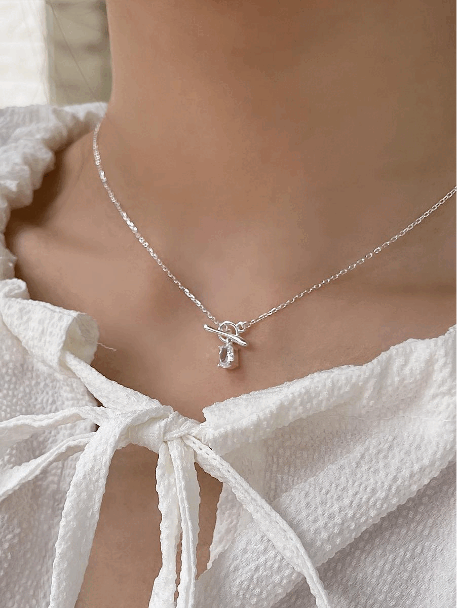 925silver toggle bar cubic necklace