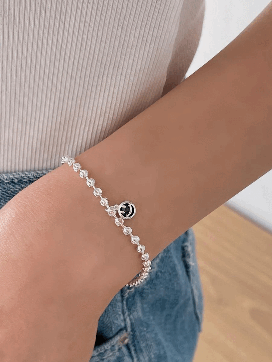 925silver cutting ball smile bracelet(2color)