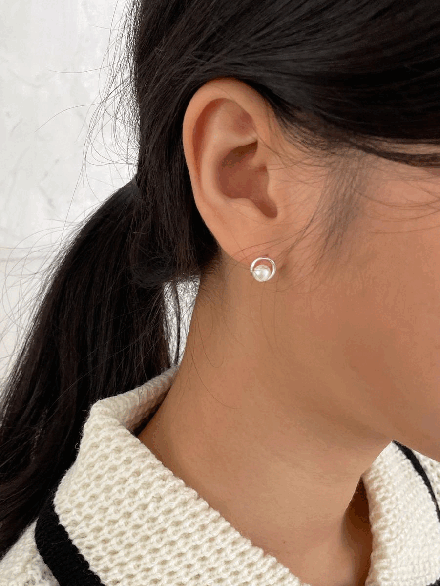 925silver fresh-water round earring