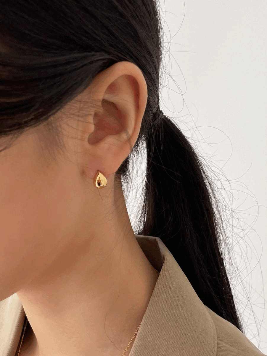925silver bold water-drop earring