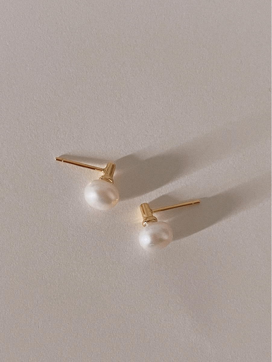 925silver stick bar pearl mini earring