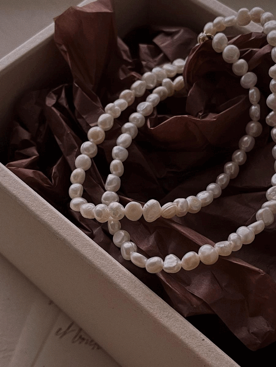 925silver unique line fresh-water necklace