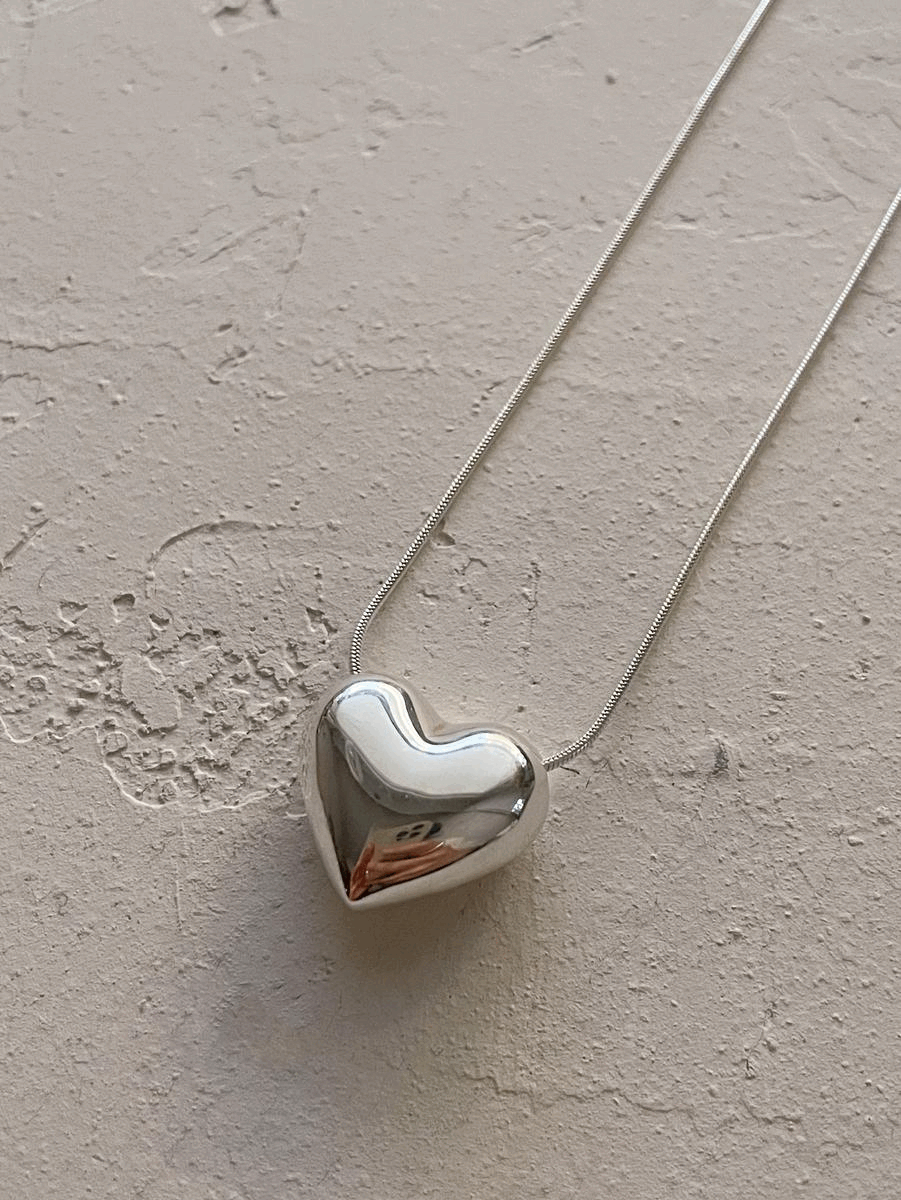 925silver big heart necklace