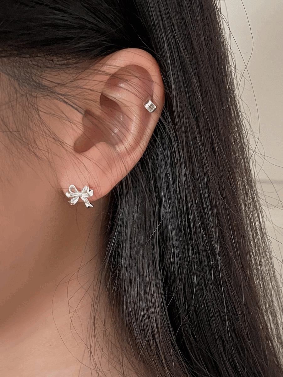 925silver volume ribbon earring