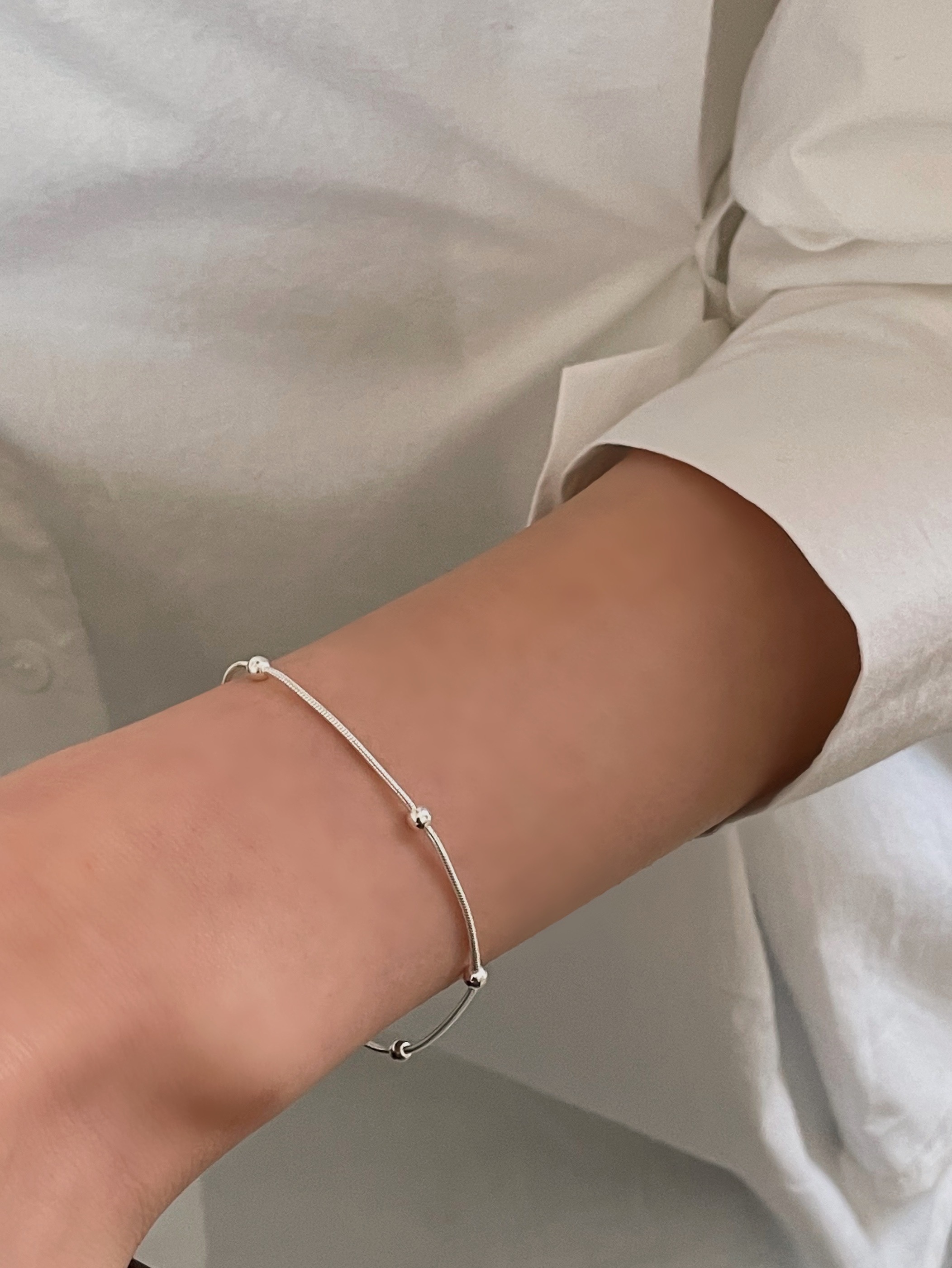 925silver silky ball chain bracelet