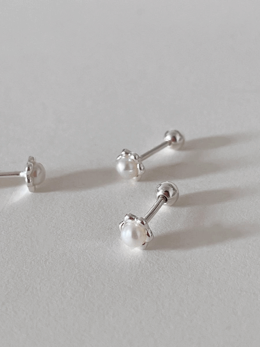 925silver pearl flower piercing