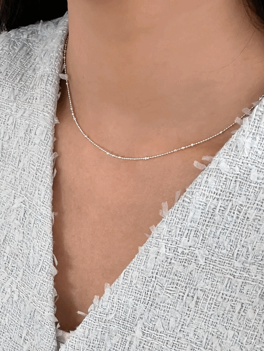 925silver unique ball chain simple necklace