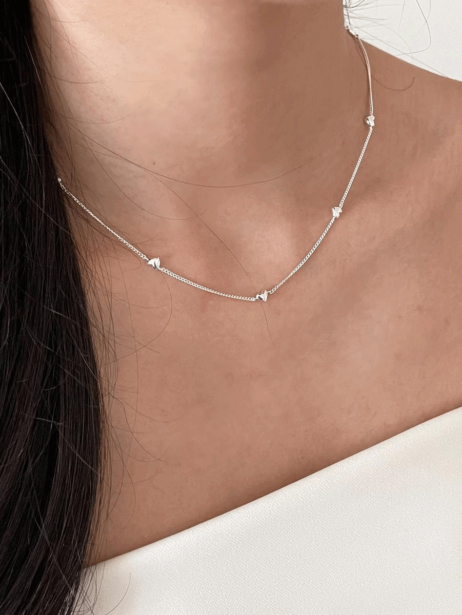 925silver heart line chain necklace