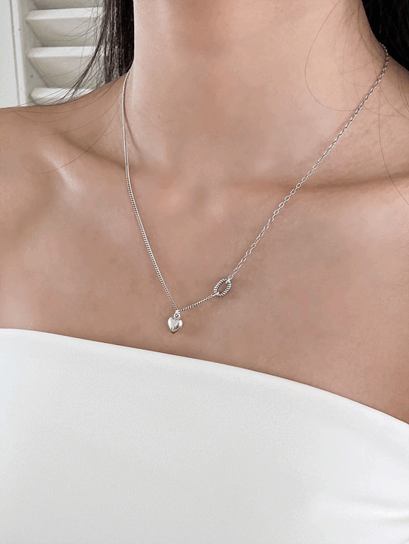 925silver black unique chain heart necklace