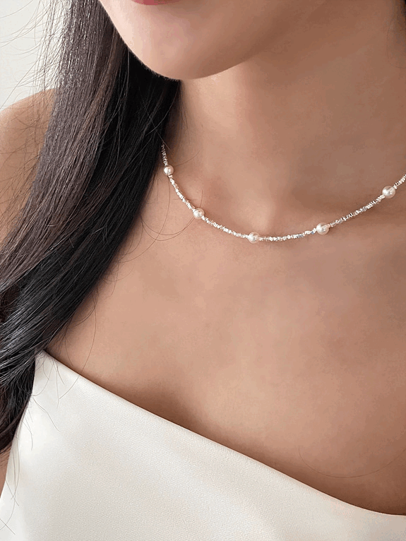 925silver silver chip pearl necklace