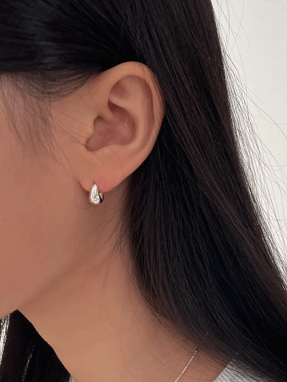 925silver unique mini bold one-touch ring earring