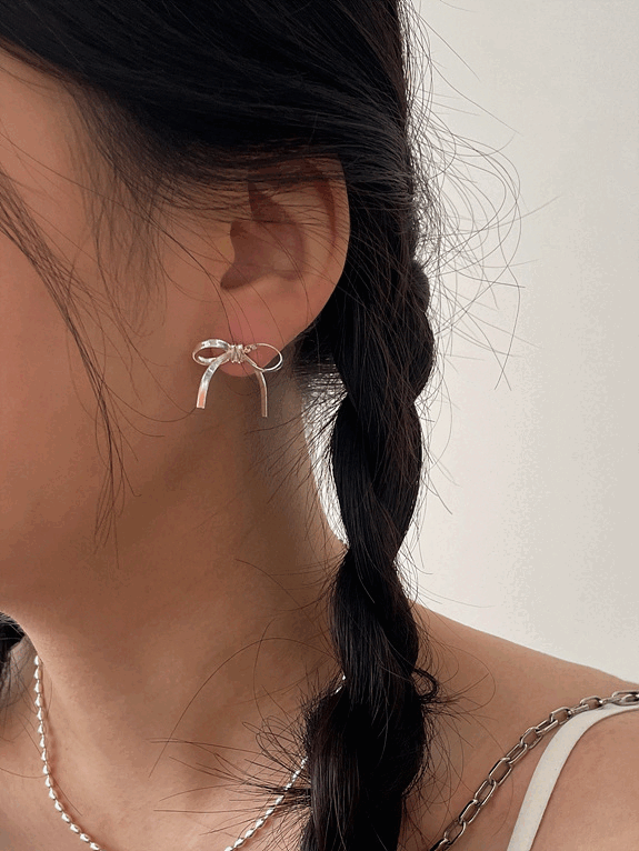 925silver silky ribbon earring